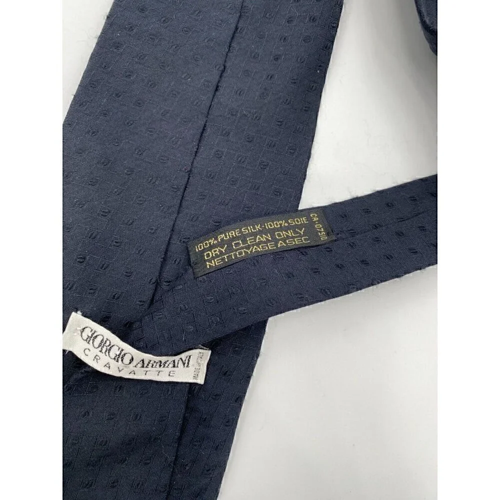 Giorgio Armani Ties for Men Set of 2 Plain and Printed Navy Blue